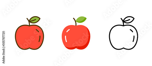Apple vector flat nutrition healthy snack symbol. Apple fruit isolated organic icon