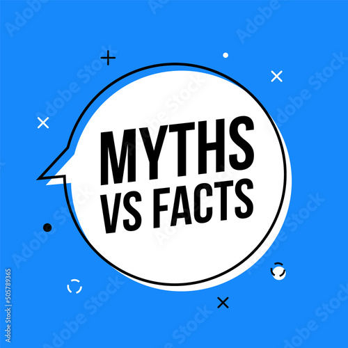 Myths and facts logo vector megaphone background. Check fact truth fake concept