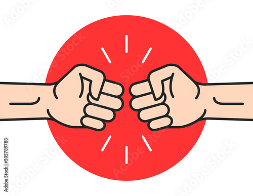 Fist bump icon hand. Strong fight vector friendship bro flat fist bump icon desing