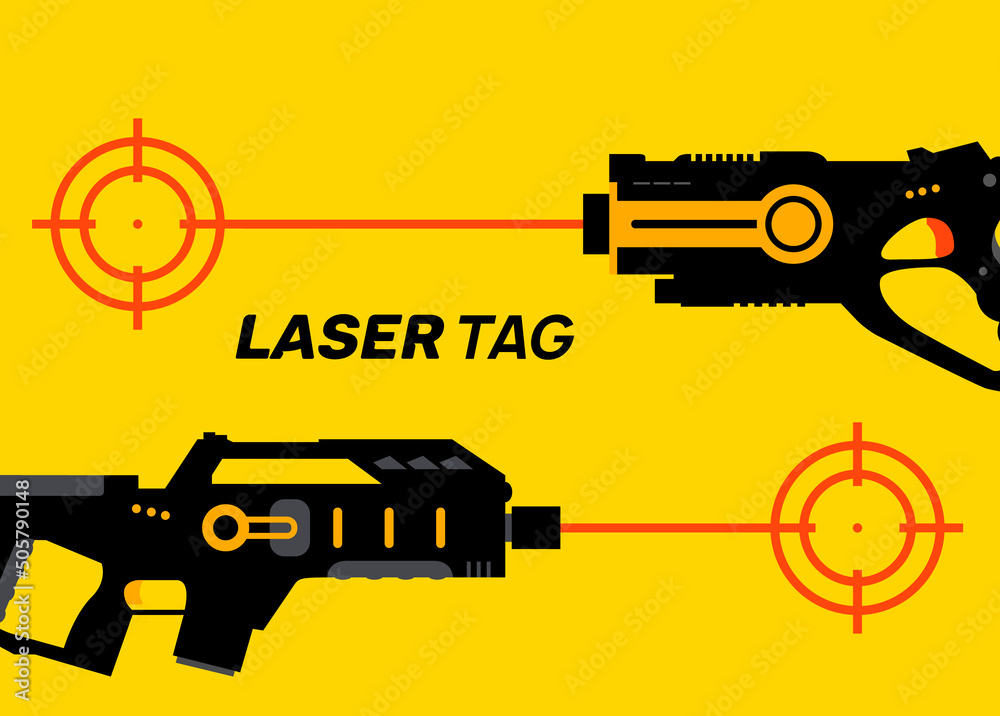 Laser tag gun game icon. Vector laser tag futuristic logo weapon