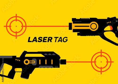 Laser tag gun game icon. Vector laser tag futuristic logo weapon