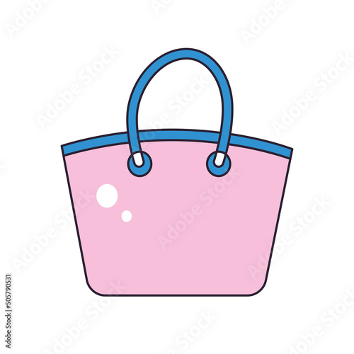 Pink tote bag or handbag isolated vector