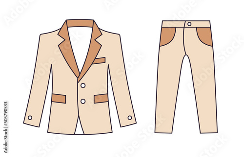Brown beige mens blazer or suit jacket and slacks pants isolated vector