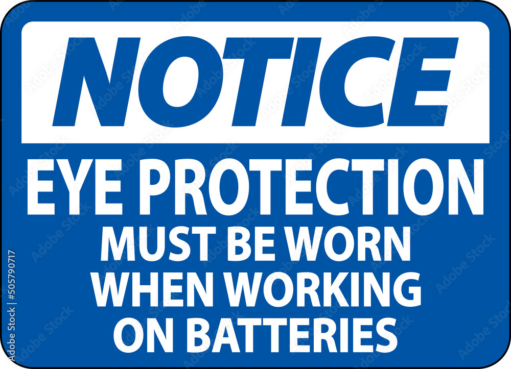 Notice When Working on Batteries Sign On White Background