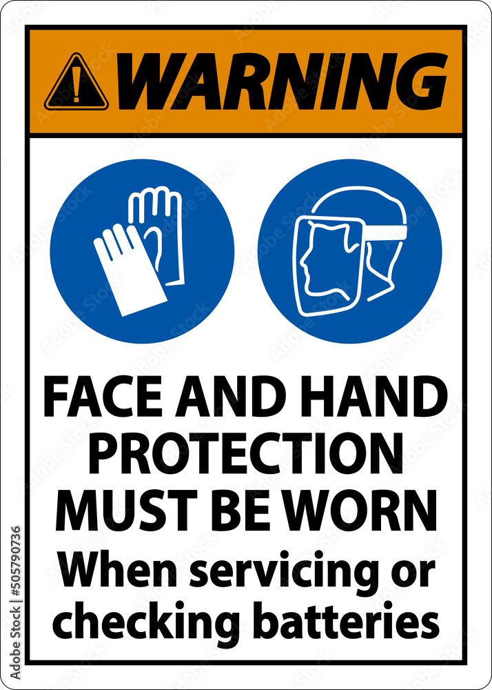 Warning When Servicing Batteries Sign On White Background Warning When Servicing Batteries Sign On White Background