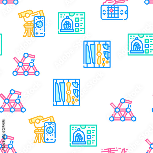 Toy And Children Game Vector Seamless Pattern Color Line Illustration