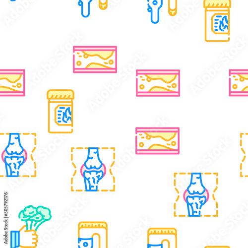 Cholesterol Overweight Vector Seamless Pattern Color Line Illustration