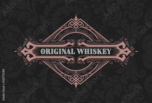Whiskey label with old frames