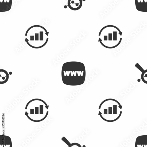 Set Search data analysis, Website template and Graph chart infographic on seamless pattern. Vector