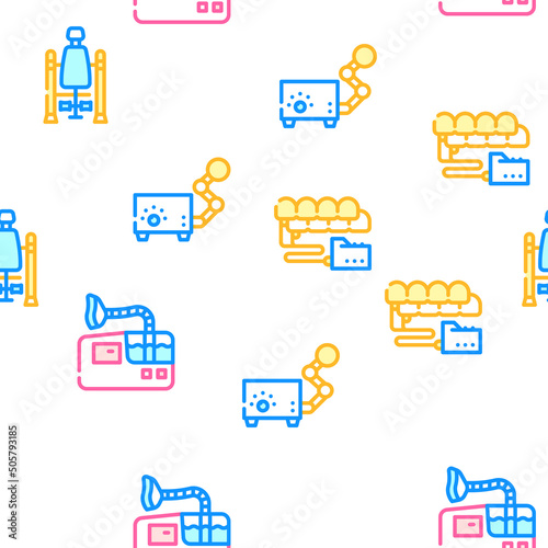 Physical Therapy Aid Vector Seamless Pattern Color Line Illustration