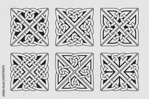 Vector celtic horizontal knot. Ethnic ornaments set.