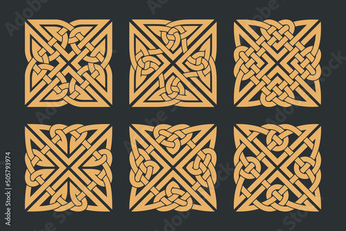 Vector celtic horizontal knot. Ethnic ornaments set.