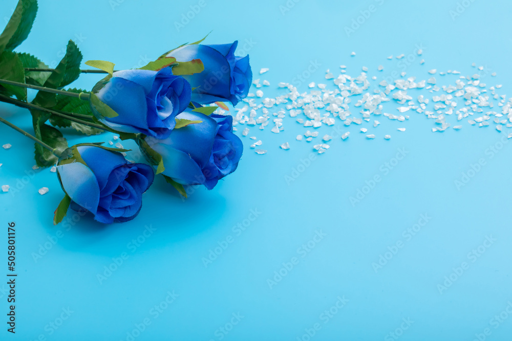 水色の背景に置かれた花束flower Stock Photo Adobe Stock
