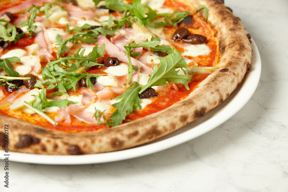close up shot of california style pizza close up shot of california style pizza
