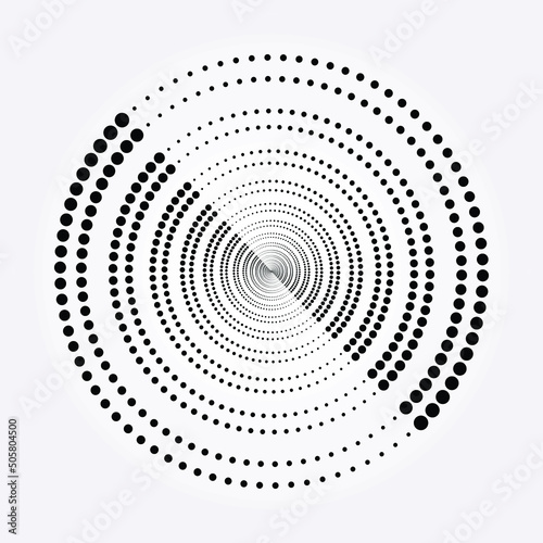 Abstract dotted circles. Halftone dots in circular form. Vector logo. Design element for various purposes. 