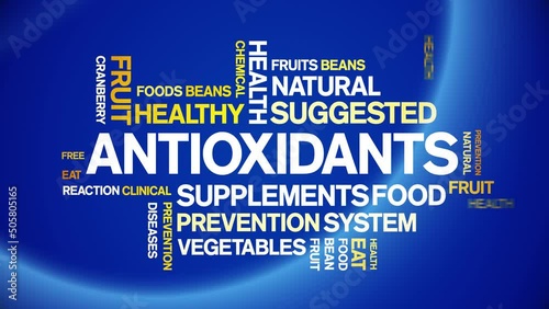 Antioxidants Animated tag word cloud;text design animation kinetic typography seamless loop. photo