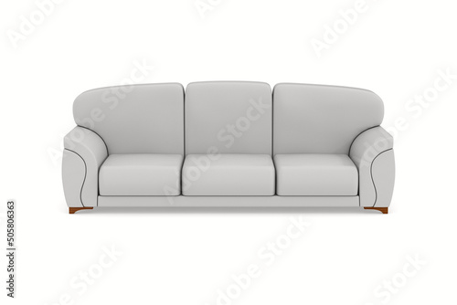 white leather sofa on white...