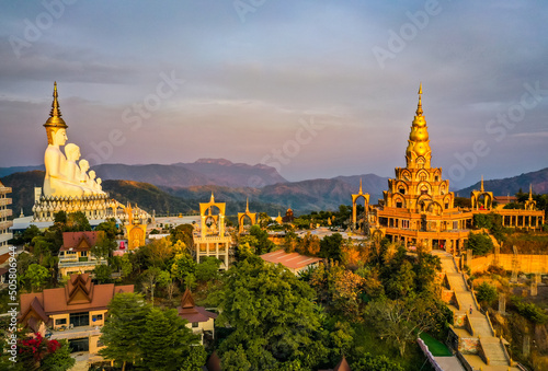 Aerial view of Wat Phrathat Pha Sorn Kaew, white buddha temple in Phetchabun, Thailand © pierrick