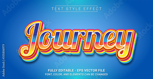 Journey Text Style Effect. Editable Graphic Text Template.