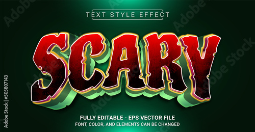 Scary Text Style Effect. Editable Graphic Text Template.