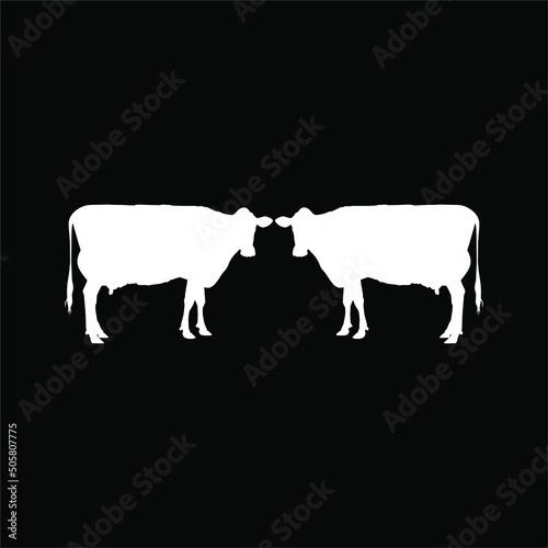Dairy Cow Silhouette for Logo or Graphic Design Element. Vector Illustration
