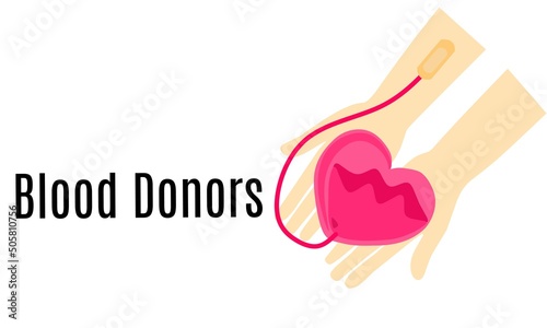 Vector illustration, blood donors, as background or banner image. flat design. flyer design. flat illustration. Banner design. Blood donors icon.