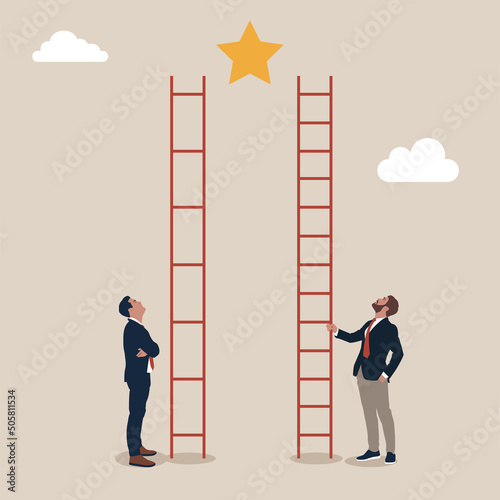 Business vector illustration of unfair competition between businessman, inequality or privilage in business concept