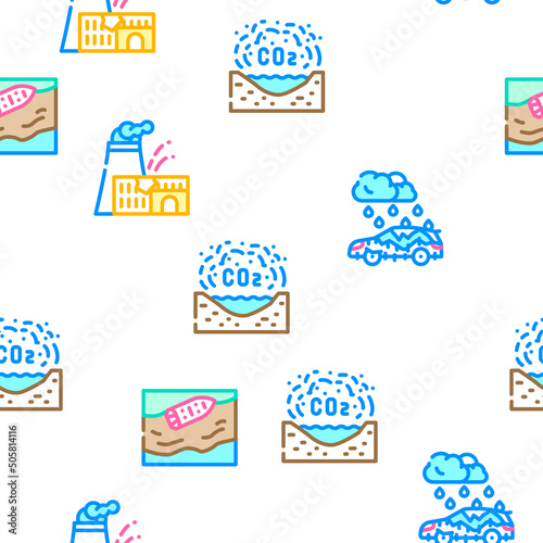 Disaster Destruction Vector Seamless Pattern Color Line Illustration