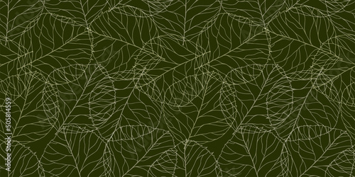 Leaves illustration background. Seamless pattern.Vector. 葉っぱのイラストパターン
