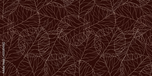 Leaves illustration background. Seamless pattern.Vector. 葉っぱのイラストパターン