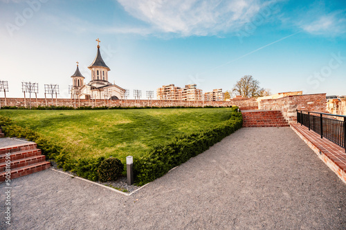 Oradea, Romania with Fortress also known as Nagyvarad and in the backround Catedrala Episcopala invierea Domnului. Western Transylvania in Romania. photo