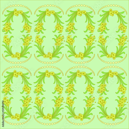 Drawn and designed pattern with flowers for ornamentation