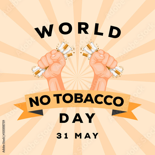 two hands crushing cigarette, world no tobacco day illustration