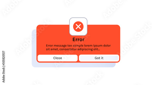 Obraz na plátne Error and warning messages app interface elements flat vector illustration