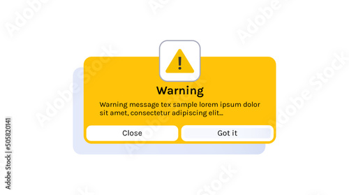 Fotografia, Obraz Warning and messages app interface elements flat vector illustration