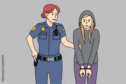 Police officer arrest teen girl criminal 