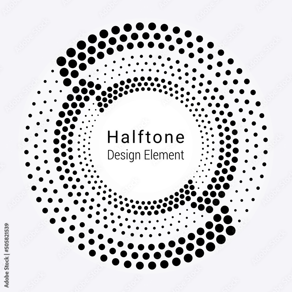 Dotted circular logo, background, pattern, texture. Halftone fabric design. Halftone dots in circle form. dotted round logo.