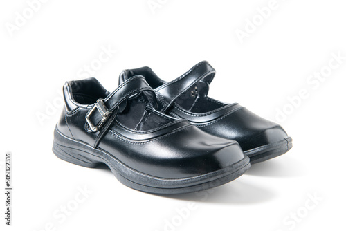 Black girl student shoes isolated on white background, back to school