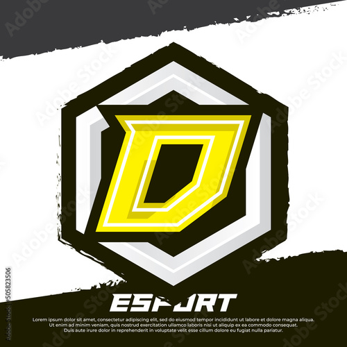 Letter initial D gamer logo design, esport logo design illustration with shield badge for luxury