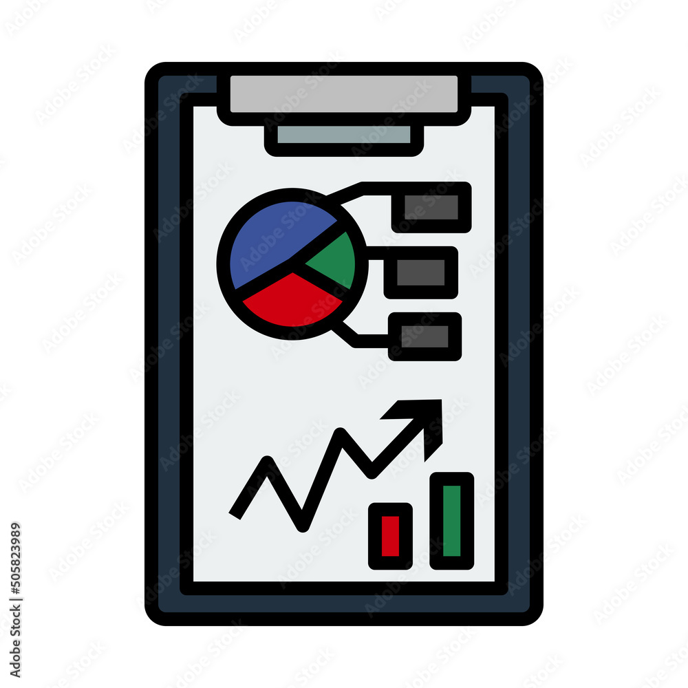 Writing Tablet With Analytics Chart Icon Writing Tablet With Analytics Chart Icon