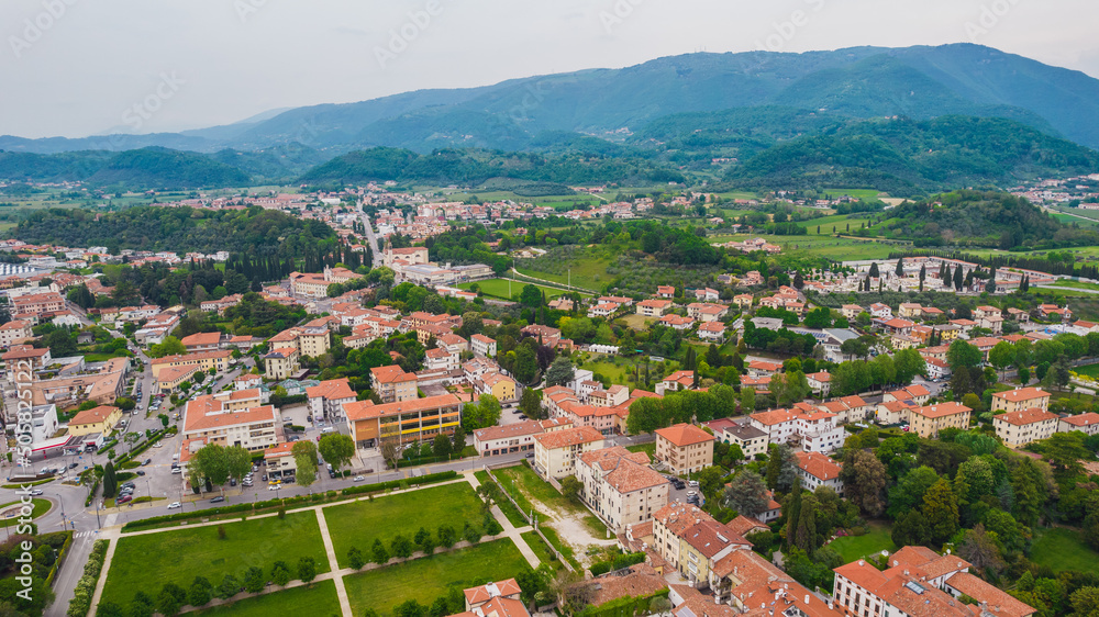 Aerial View of Bassano del Grappa, Vicenza, Veneto, Italy, Europe