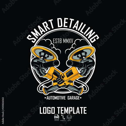 AUTO DETAILING POLISHER LOGO TEMPLATE, WITH A BLACK BACKGROUND
