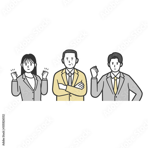 3人のやる気のあるビジネスチーム