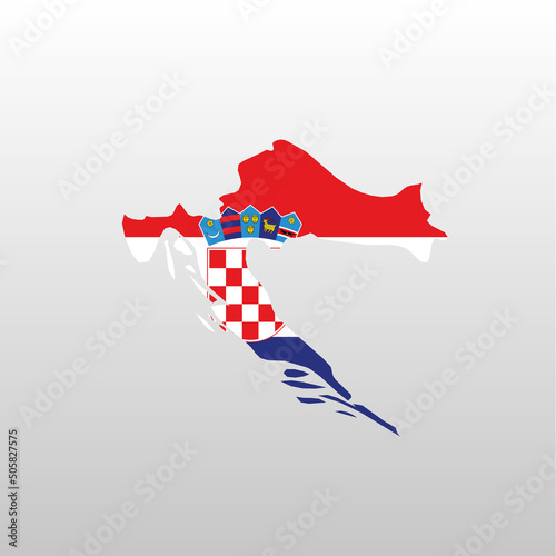 Croatia national flag in country map silhouette