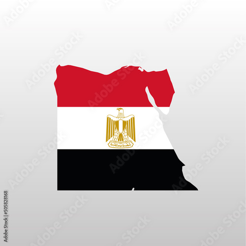 Egypt national flag in country map silhouette