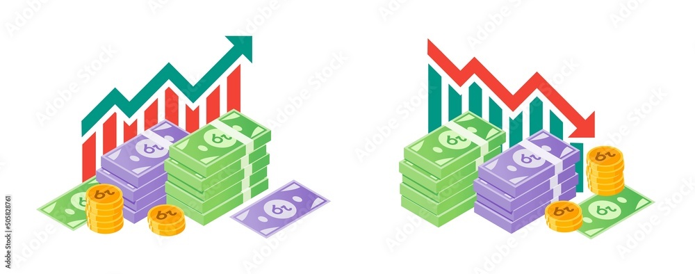 Sri Lankan Rupee Fluctuation with Money Bundle Illustrations