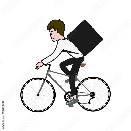 j自転車に乗る人のポップで可愛い線画ベクターイラスト
