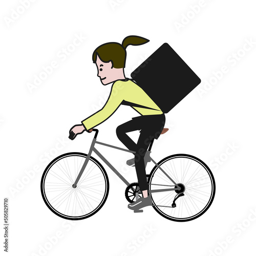 j自転車に乗る人のポップで可愛い線画ベクターイラスト