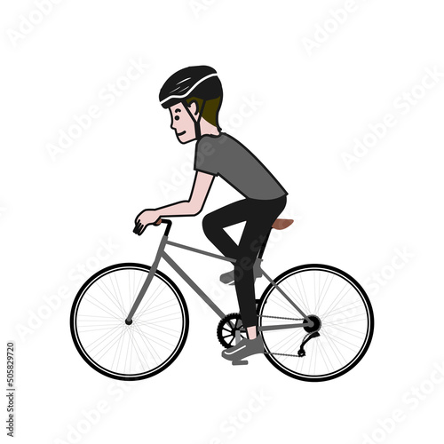 自転車に乗る人のポップで可愛い線画ベクターイラスト