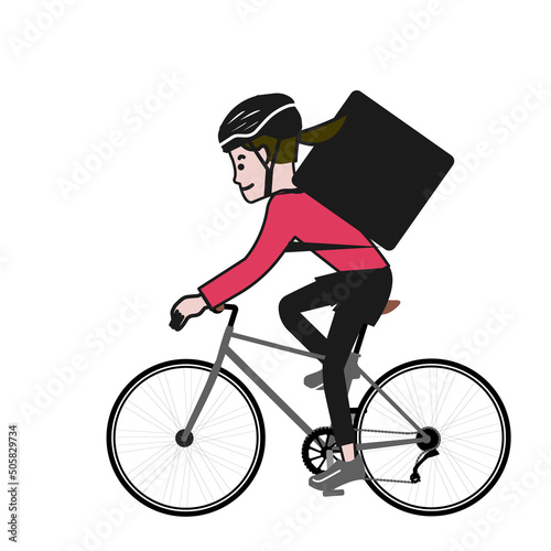 自転車に乗る人のポップで可愛い線画ベクターイラスト
